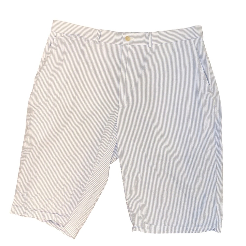 Polo Ralph Lauren Seersucker Shorts Mens 36 Blue White Striped Classic Beach